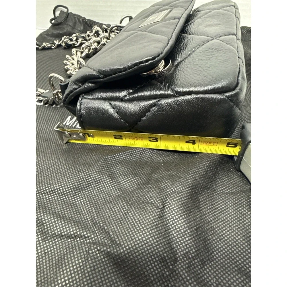 Laura Di Maggio Italian-made Leather Quilted Shoulder Bag – Black-preowned.