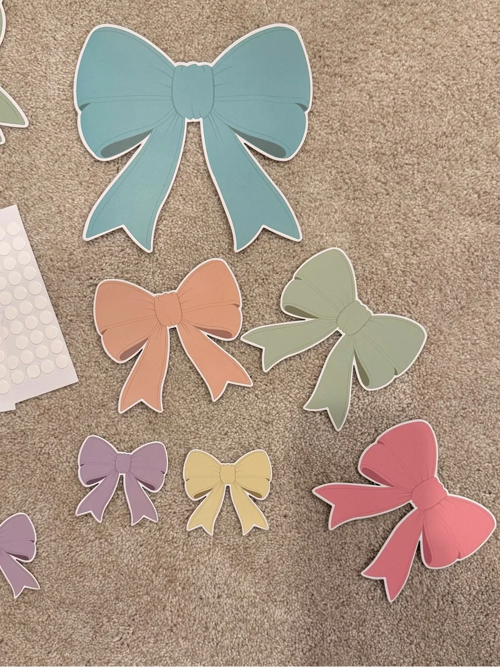 Pastel Bow Wall Decor - Set of 60 Decorative Bows with adhesive stickers - NEW
