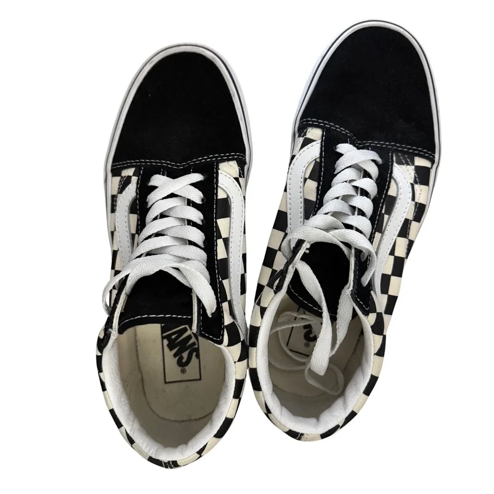 Vans Old Skool Sneakers Mens 6 Womens 7.5 Black White‎ Checkerboard Good Cond.