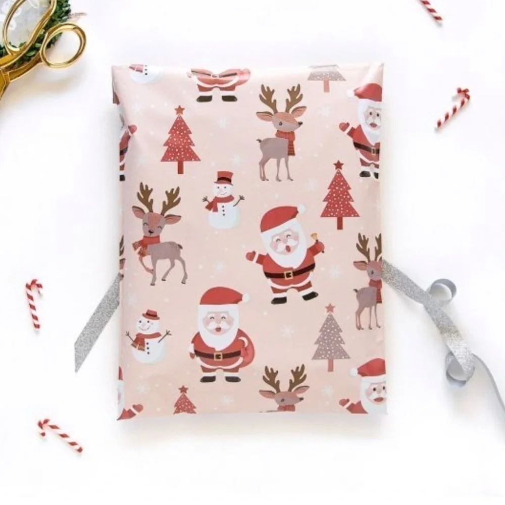 Poly Mailers 10x13” Christmas Santa reindeer snowman‎ holiday 25 count