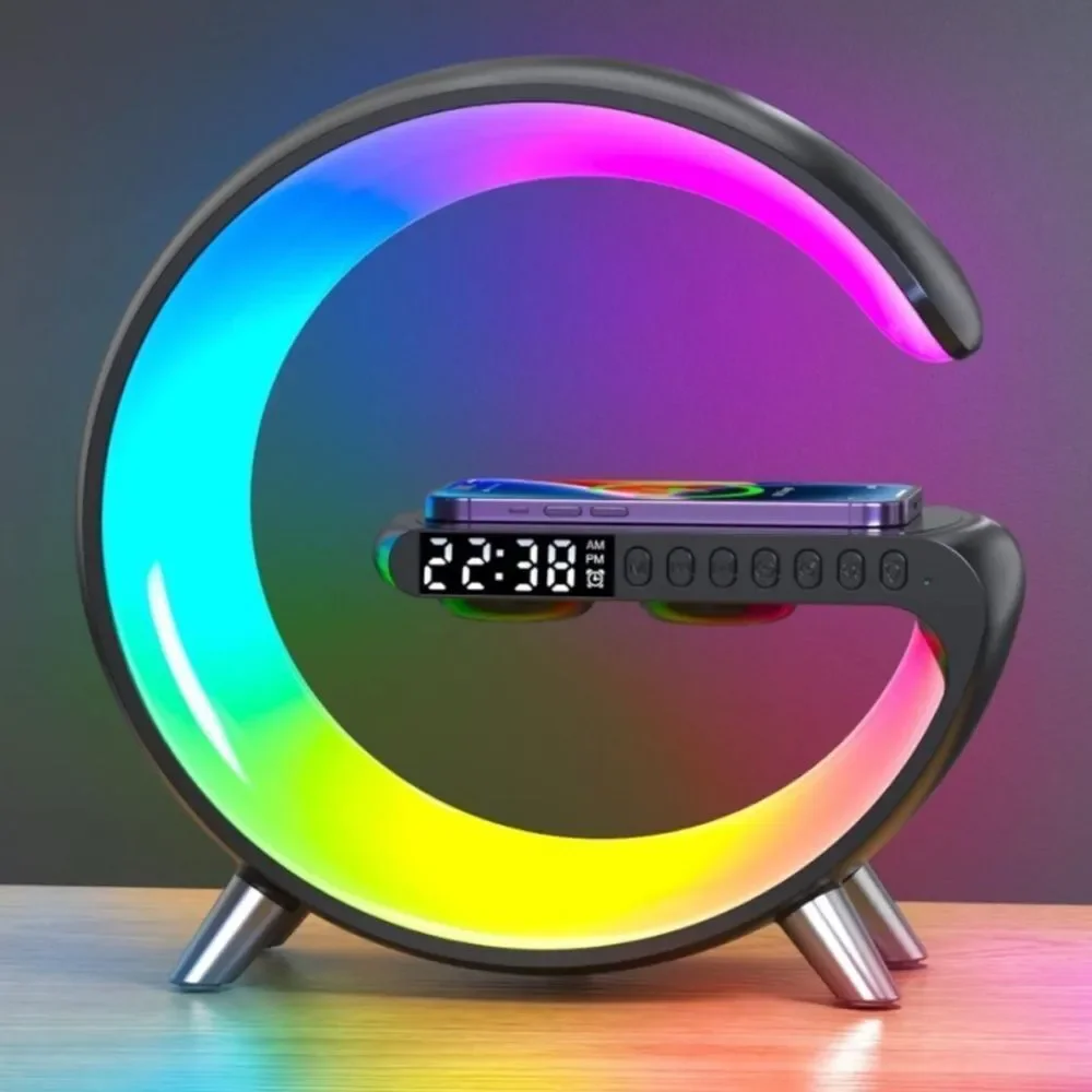 New 4 in 1 Wireless Charging Atmosphere Light & Bluetooth Alarm Speaker NIB