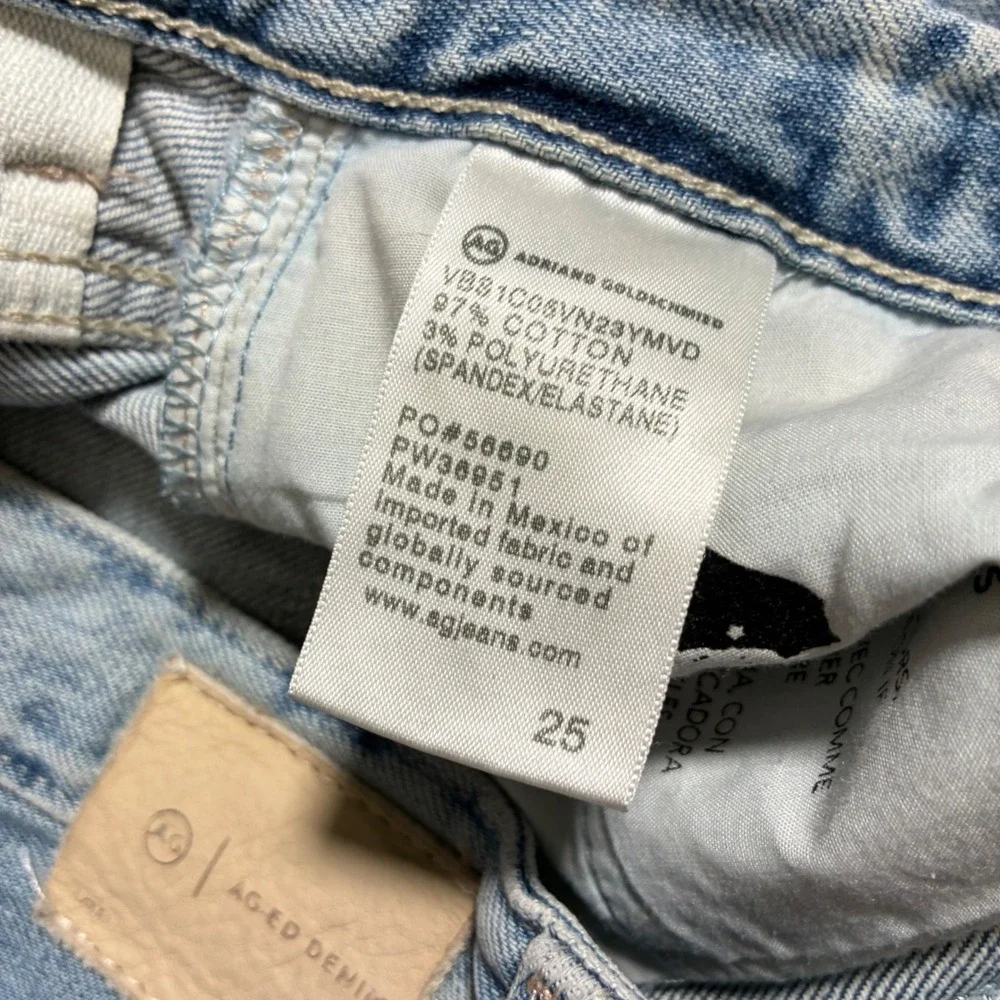 AG Kinsley High Rise Pop Crop Jeans‎ Womens 25 Light Wash Raw Hem Distressed