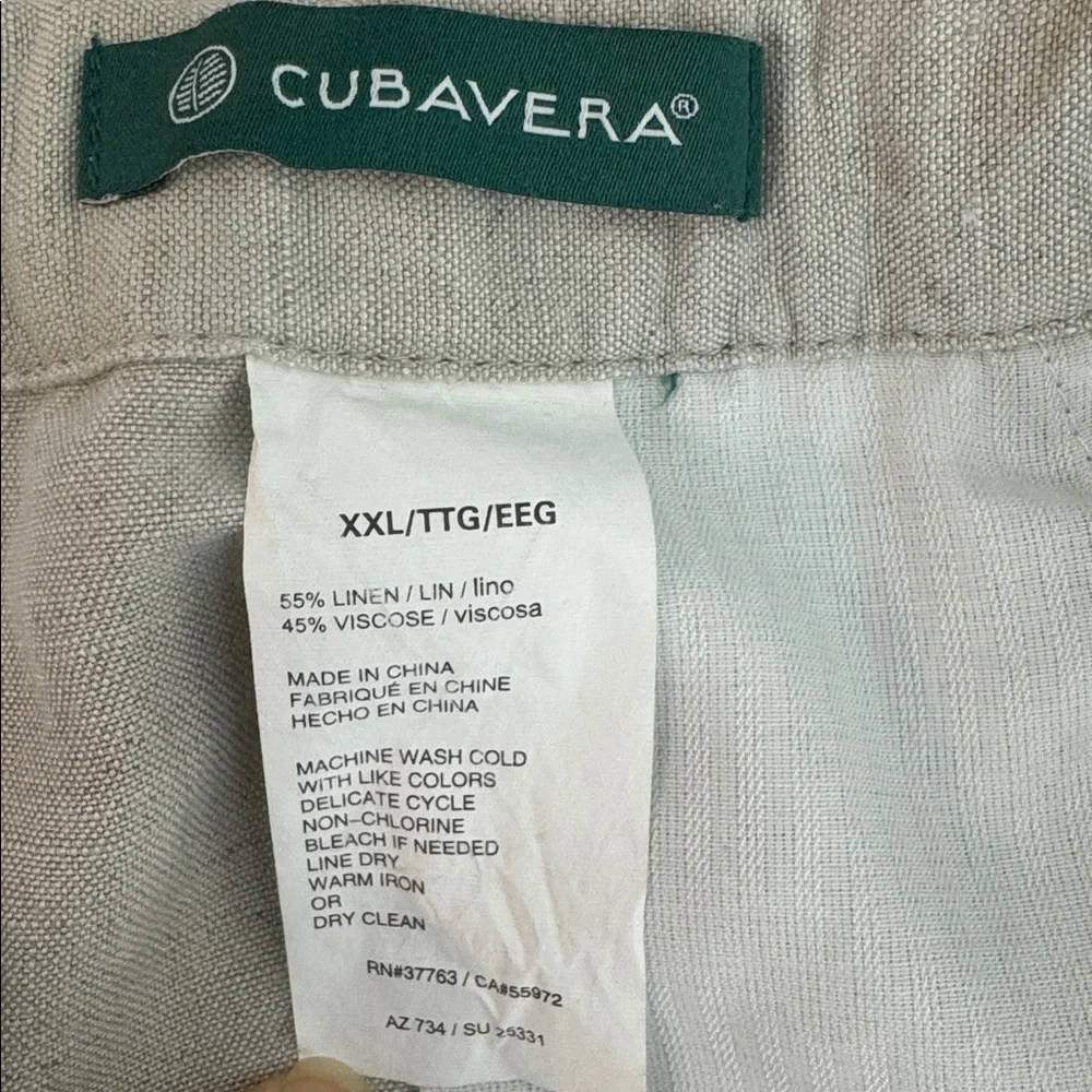 Cubavera Tan Linen Viscose Casual Resortwear Drawstring Waist Pants Size XXL