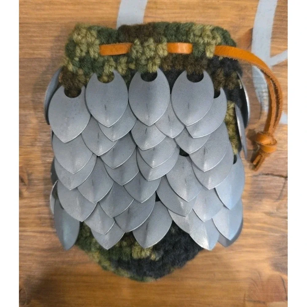 Scale Mail Arm Band Guard‎ Camo Crochet Metal Armor Festival Medieval Scalemail