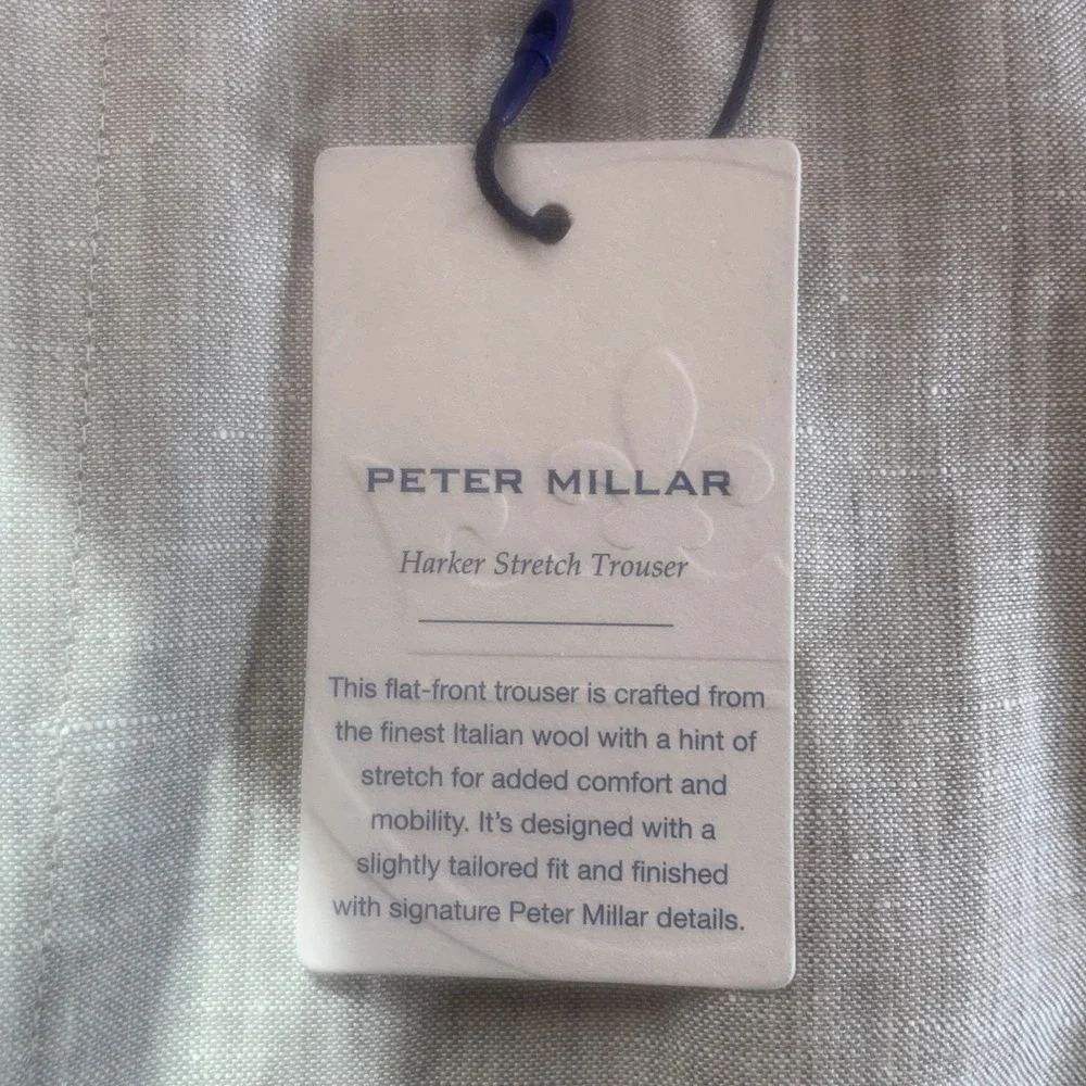 Peter Millar Harker Pant Mens 36R Beige NEW Wool Linen Blend Trousers $285