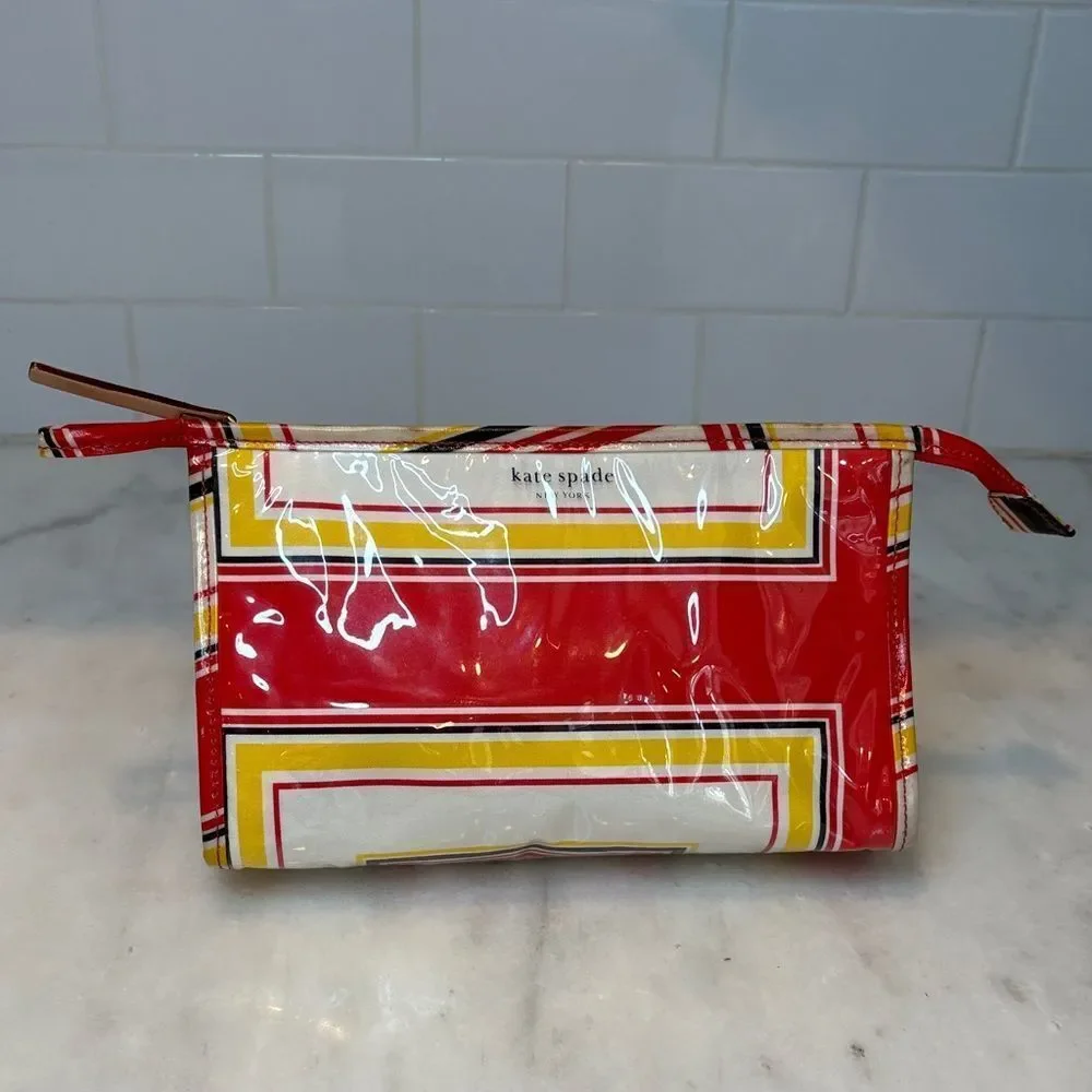 Kate Spade Travel Bag Colorful Geometric Toiletries Cosmetic Case Pouch