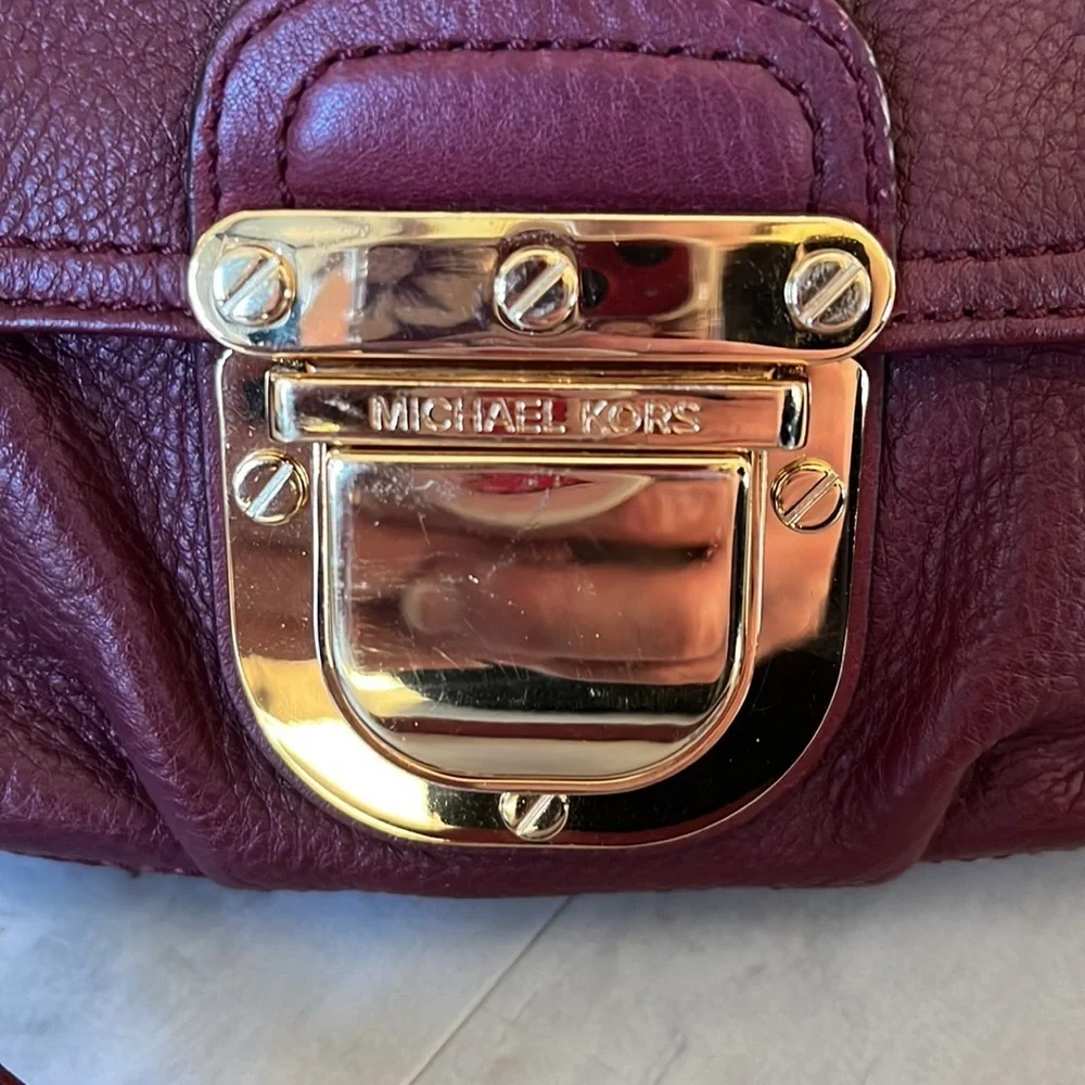 Michael Kors Vintage mini bag burgundy Crossbody bag heavy goldtone hardware