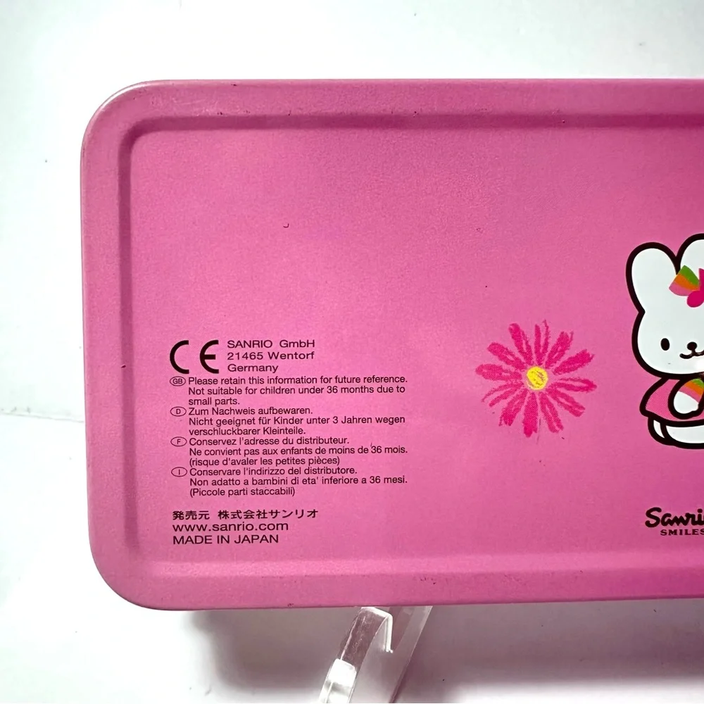 Vintage Sanrio Metal Pencil Box Plaid Daisy Pink Yellow Music Hello Kitty 2002