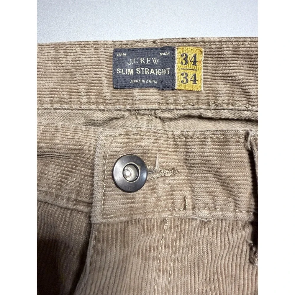 J Crew Corduroy‎ Pants Men 34x34 Brown Slim Fit Preppy