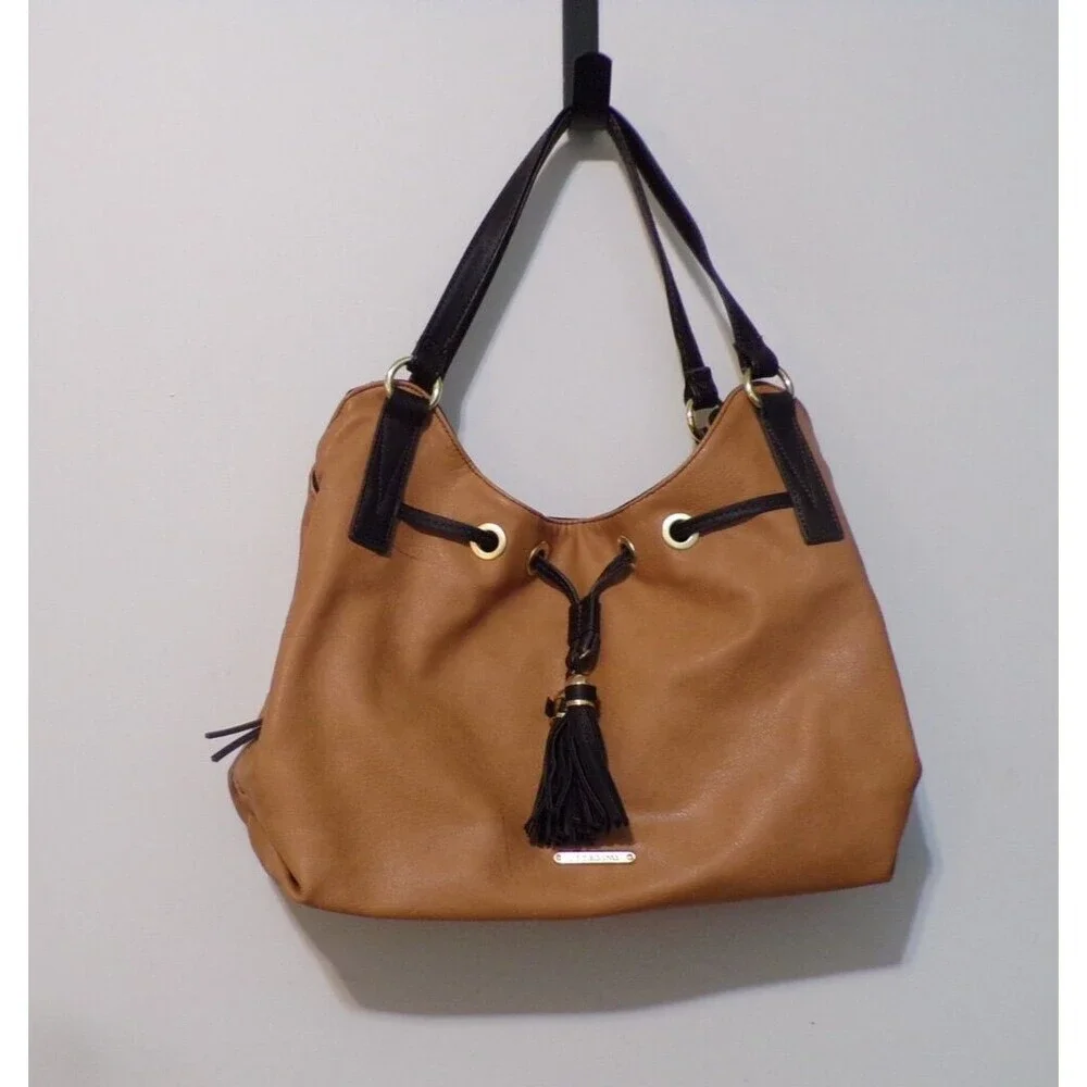 Liz‎ Claiborne Leather Handbag Brown & Black w/Gold Accents