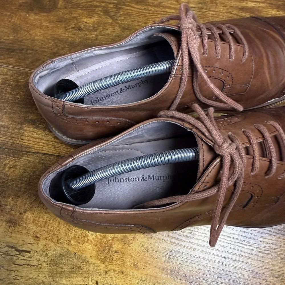 Johnston & Murphy Conard 25-1993 Brown Leather‎ Oxford Shoes Mens 10.5M