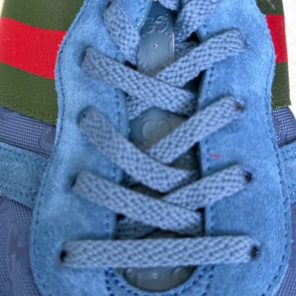 GUCCI 832461 Men's Canvas Blue GG Re-Motion sneaker, Size UK 9‎