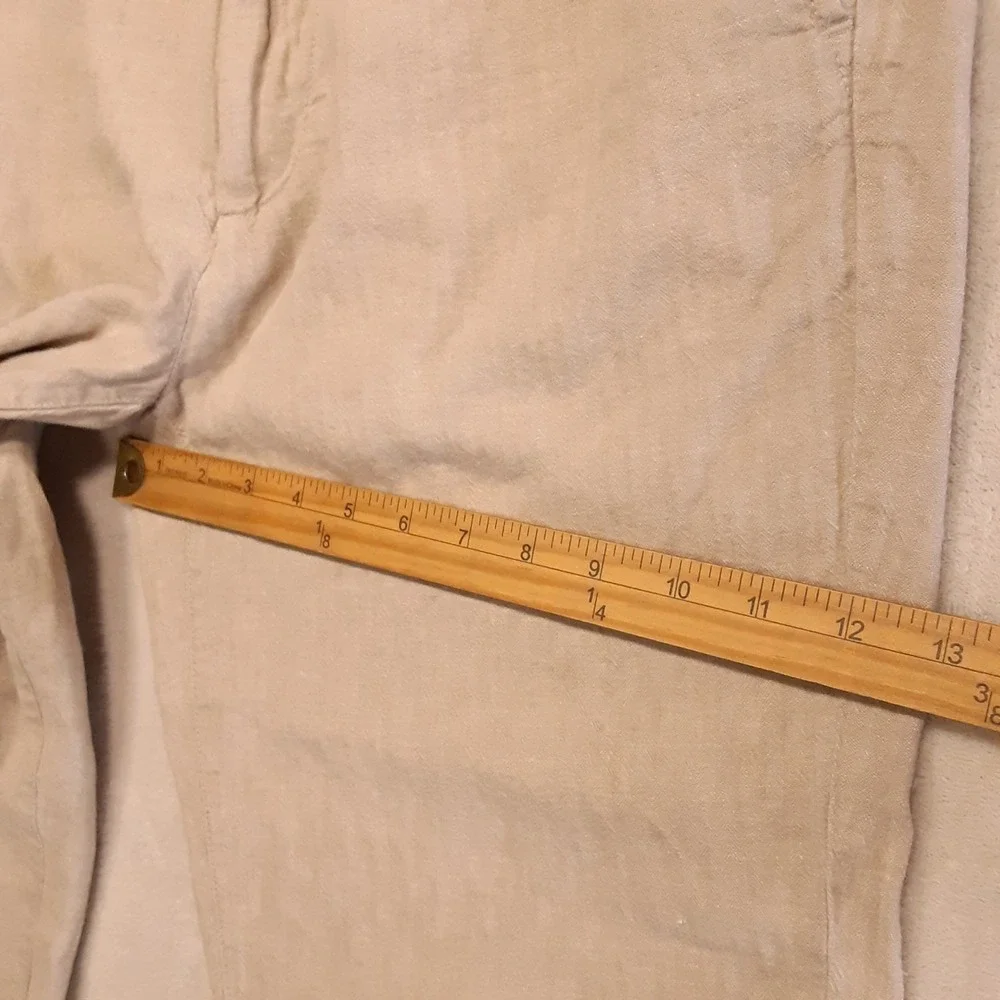 Banana Republic Mens Mason Athletic Tapered Pants 34x30 Beige Cotton Linen