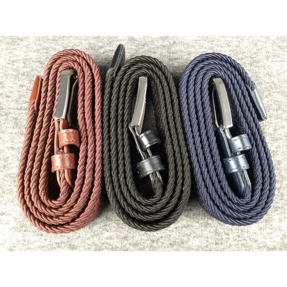 Woven Elastic Braided Belts Set/3  Black Rust Navy Men 44
