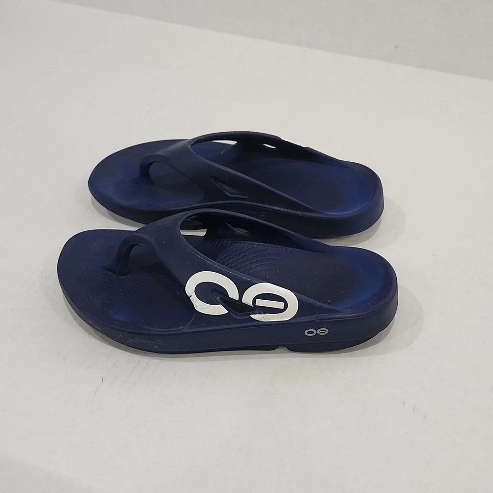 OOFOS Ooriginal Thong Flip Flop Navy Comfort Sandals Men Size 8 / Women Size 10