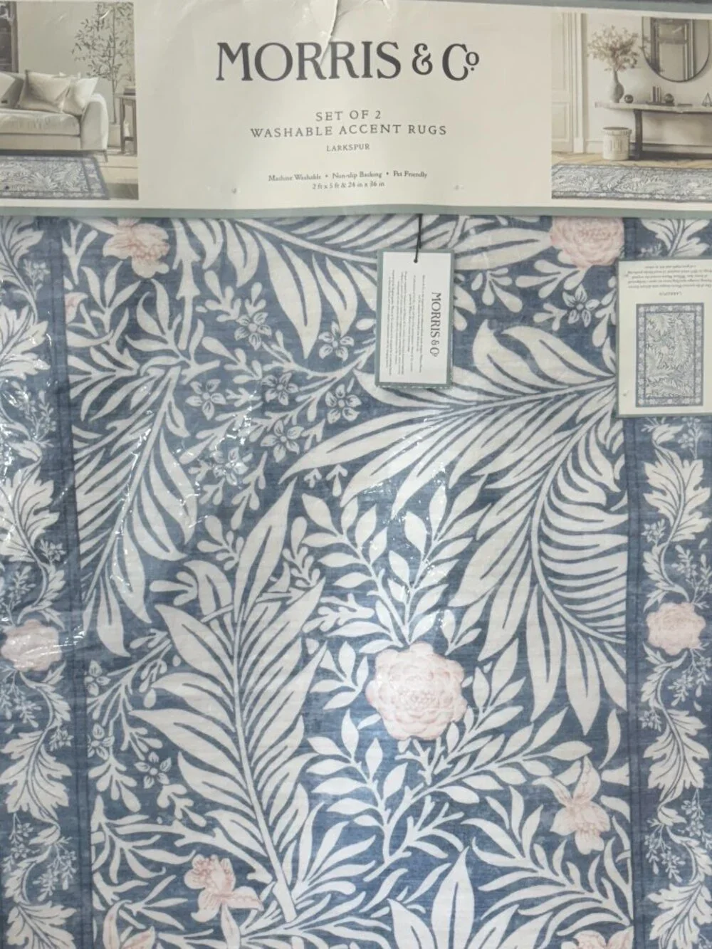 2pc Morris & Co Larkspur Blue 2'x5' & 24