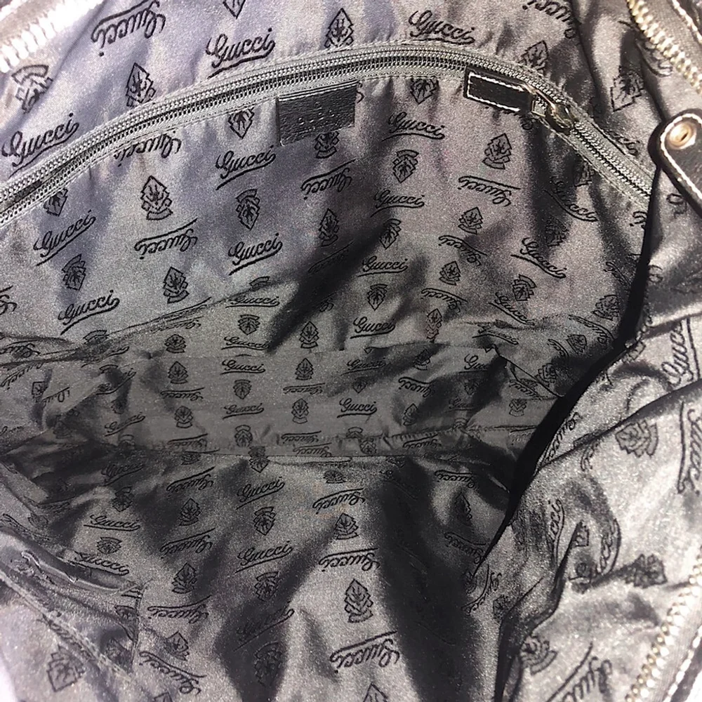 GUCCI Hysteria Black Leather Oversized Gucci Supreme Messenger Bag
