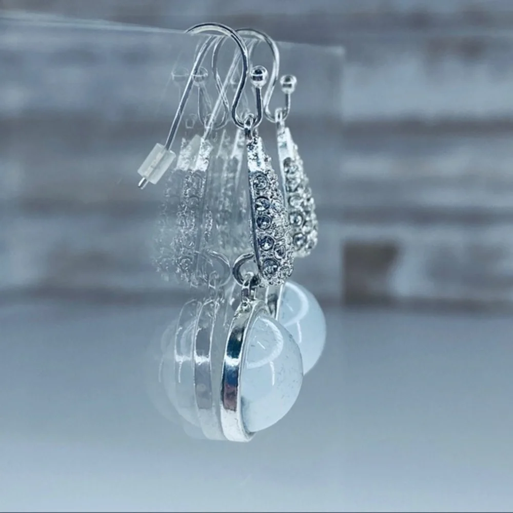 MOON SHIMMER PAVE DROP EARRINGS - AVON