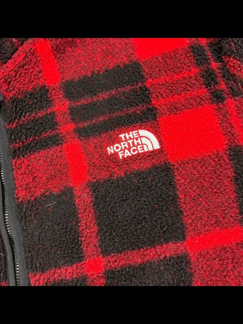 The North Face Gordon Lyons 1/4 Zip Mens XL Red Black Buffaloe Plaid Fleece