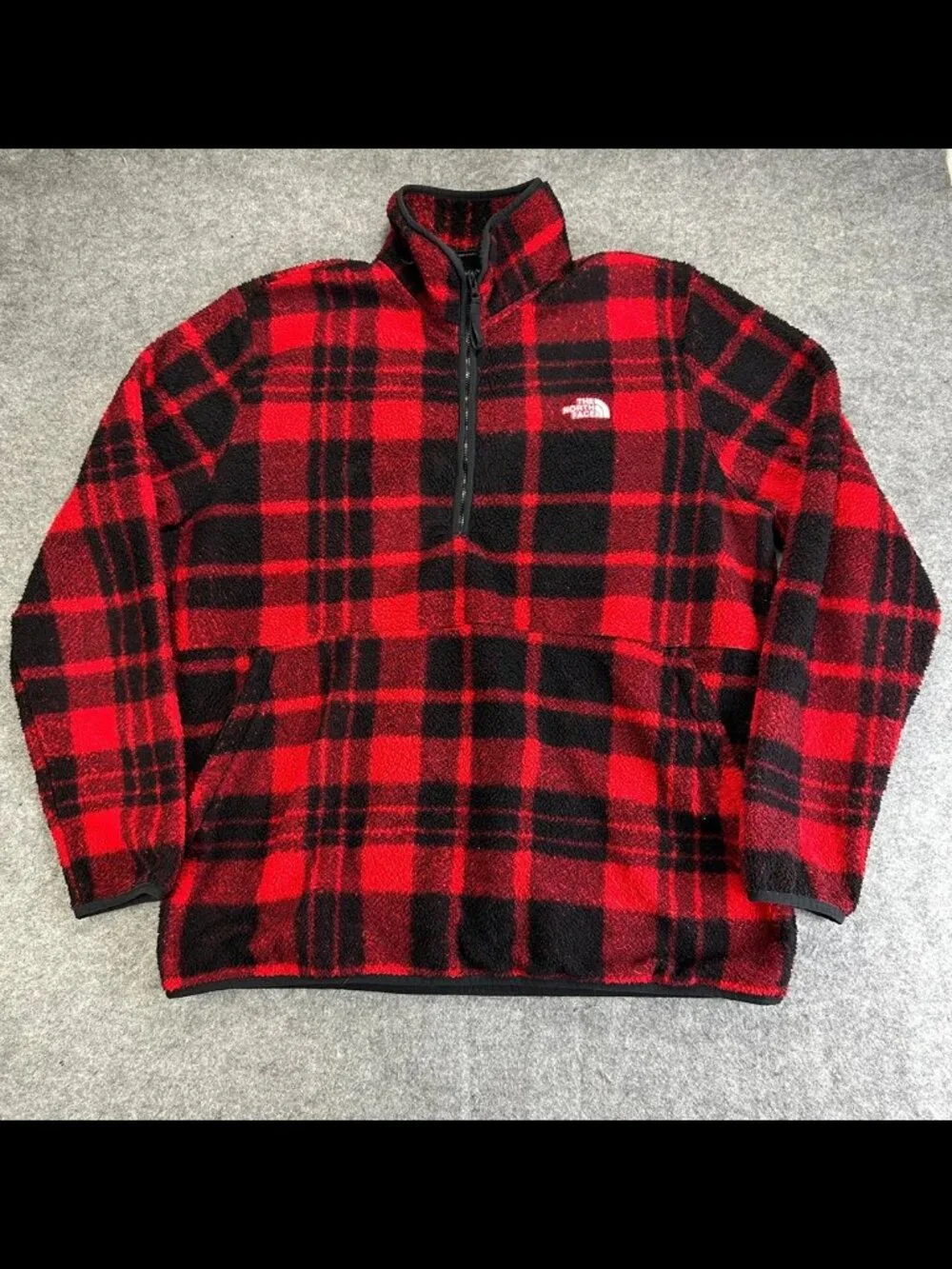 The North Face Gordon Lyons 1/4 Zip Mens XL Red Black Buffaloe Plaid Fleece