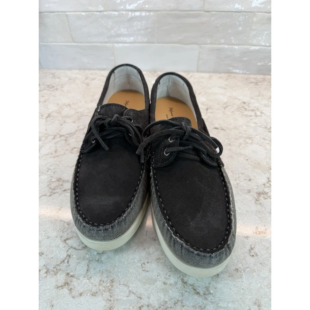 Stefano Bonfiglioli Men's Boat Shoes, Size 11, Gray & Black