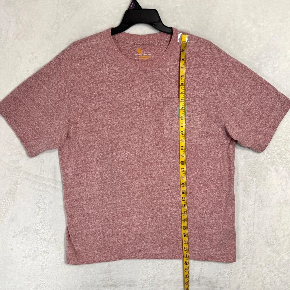 Carhartt‎ K87 Pocket T Shirt Men's L Original Fit Heather Pink Red Logo Workwear