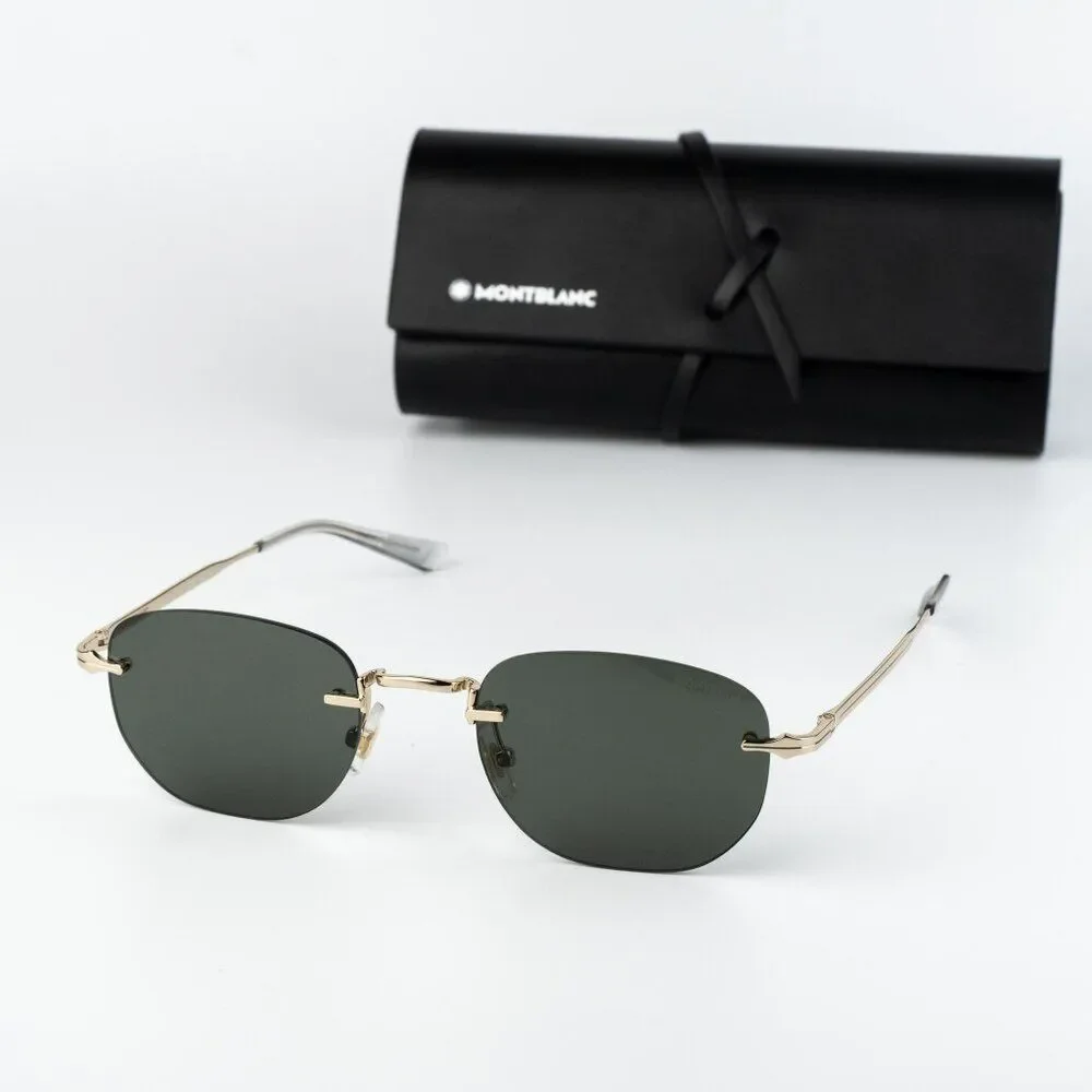Montblanc Men Sunglasses Gold Grey Square Rimless MB0303S 001 NEW AUTHENTIC