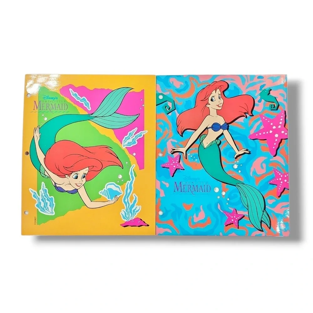 2 Vintage 90s‎ The Little Mermaid Pocket Folder Impact International EUC