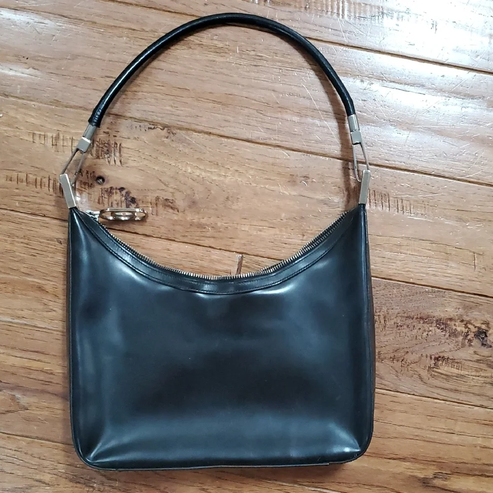 Gucci Tom Ford Era 1998 Black Leather Y2K Shoulder Bag