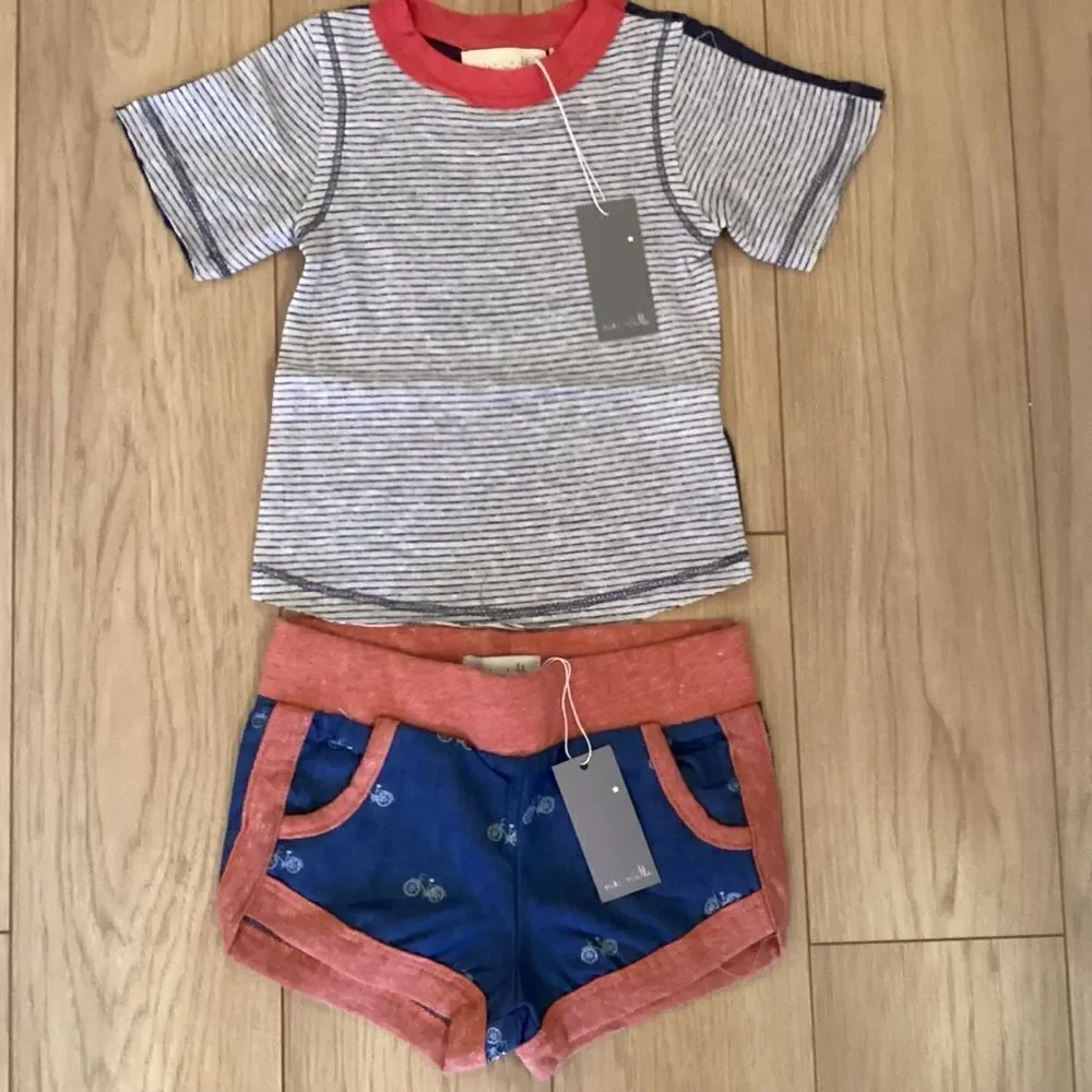 NWY. Miki Miette Brand Baby Boys 6 mos. 2 pc Shorts & Top Set