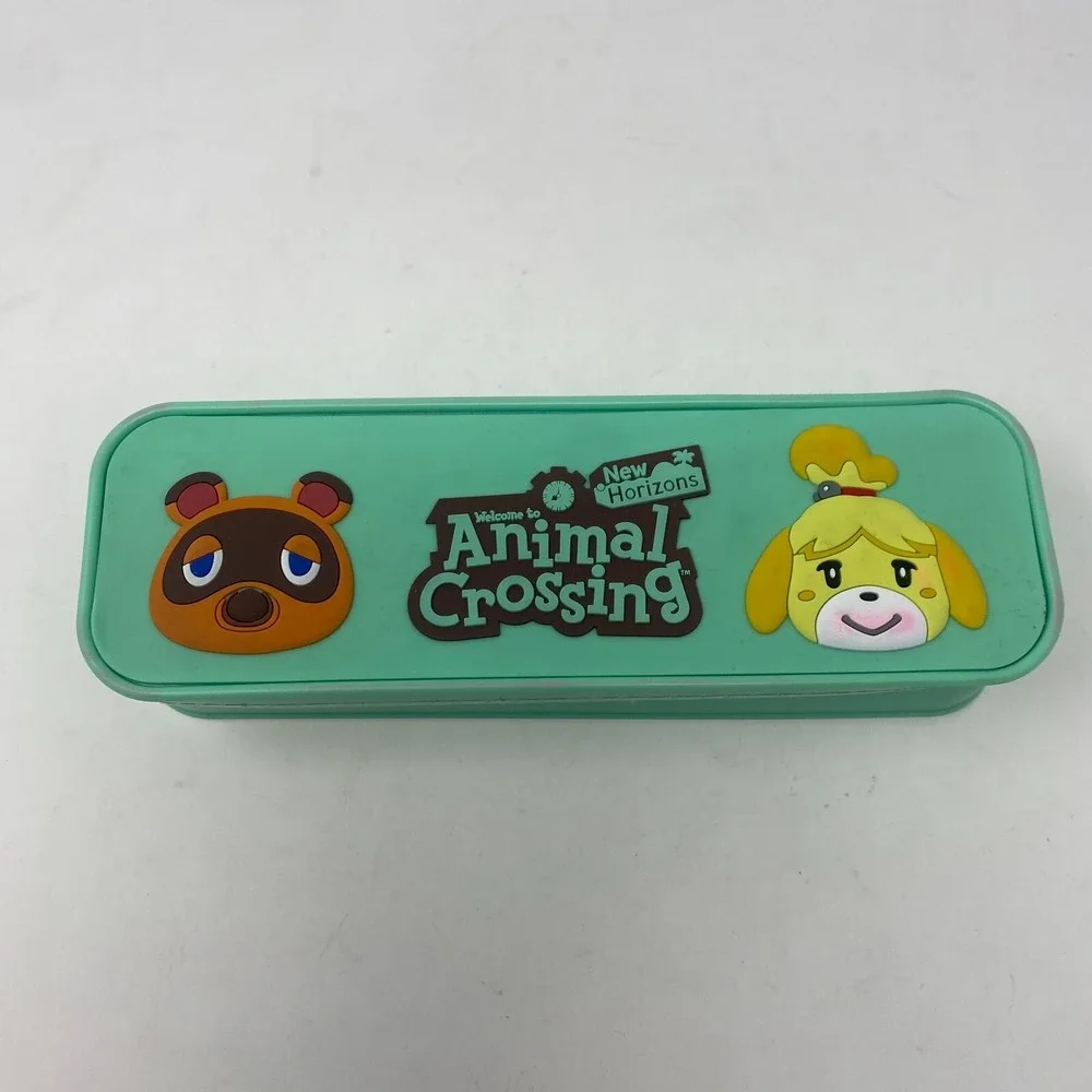 Nintendo Animal Crossing New Horizons Silicone‎ Green Pencil Box Case Pen Marker