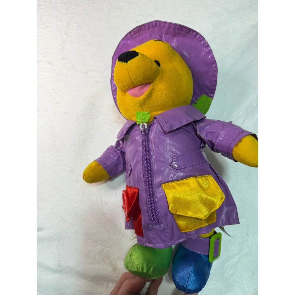 Disney Winnie the Pooh Plush Toy Toddler Purple Raincoat  Vintage Interactive