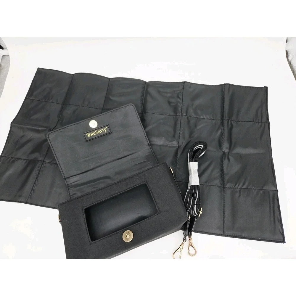 Tote Savvy Crossbody Mini Travel PARK Diaper Bag Pad WIPES Holder Black NEW