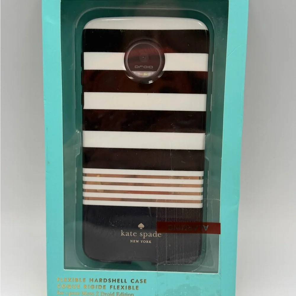 kate spade Black, White & Gold Striped Hardshell Phone Case