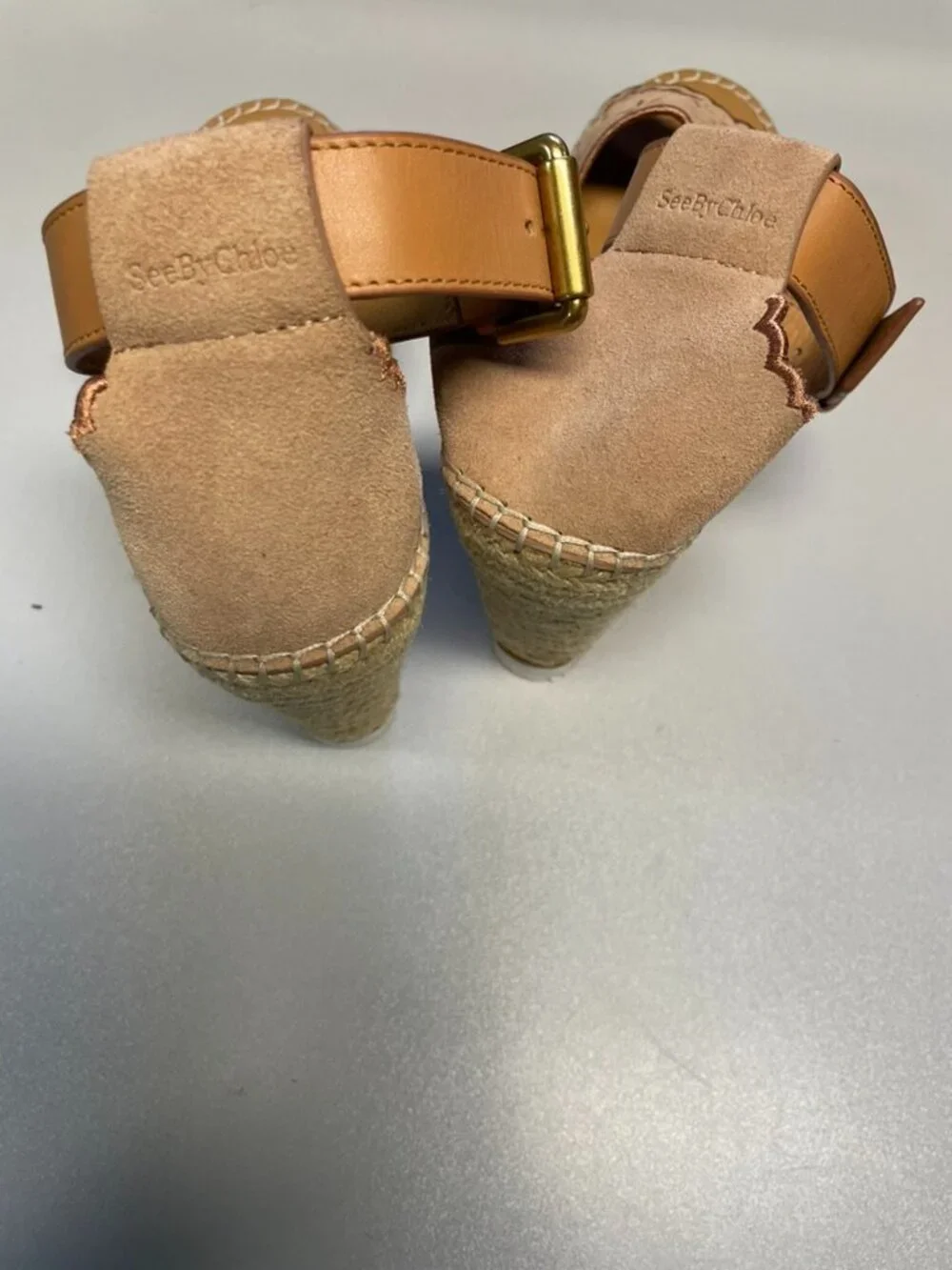 SEE BY CHLOÉ Women's Glyn Embroidered Suede Espadrille Sandals size 39