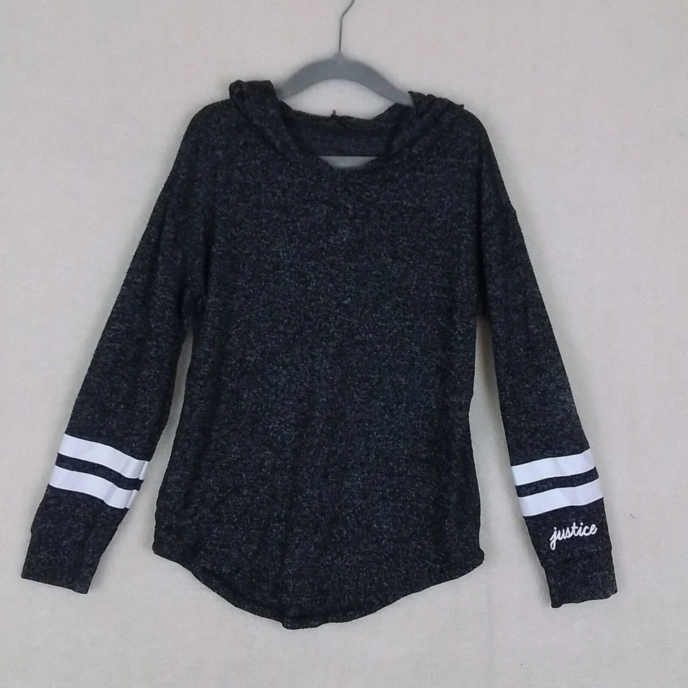 Justice Girls Lightweight Knit Hoodie Size 7‎ in Black White