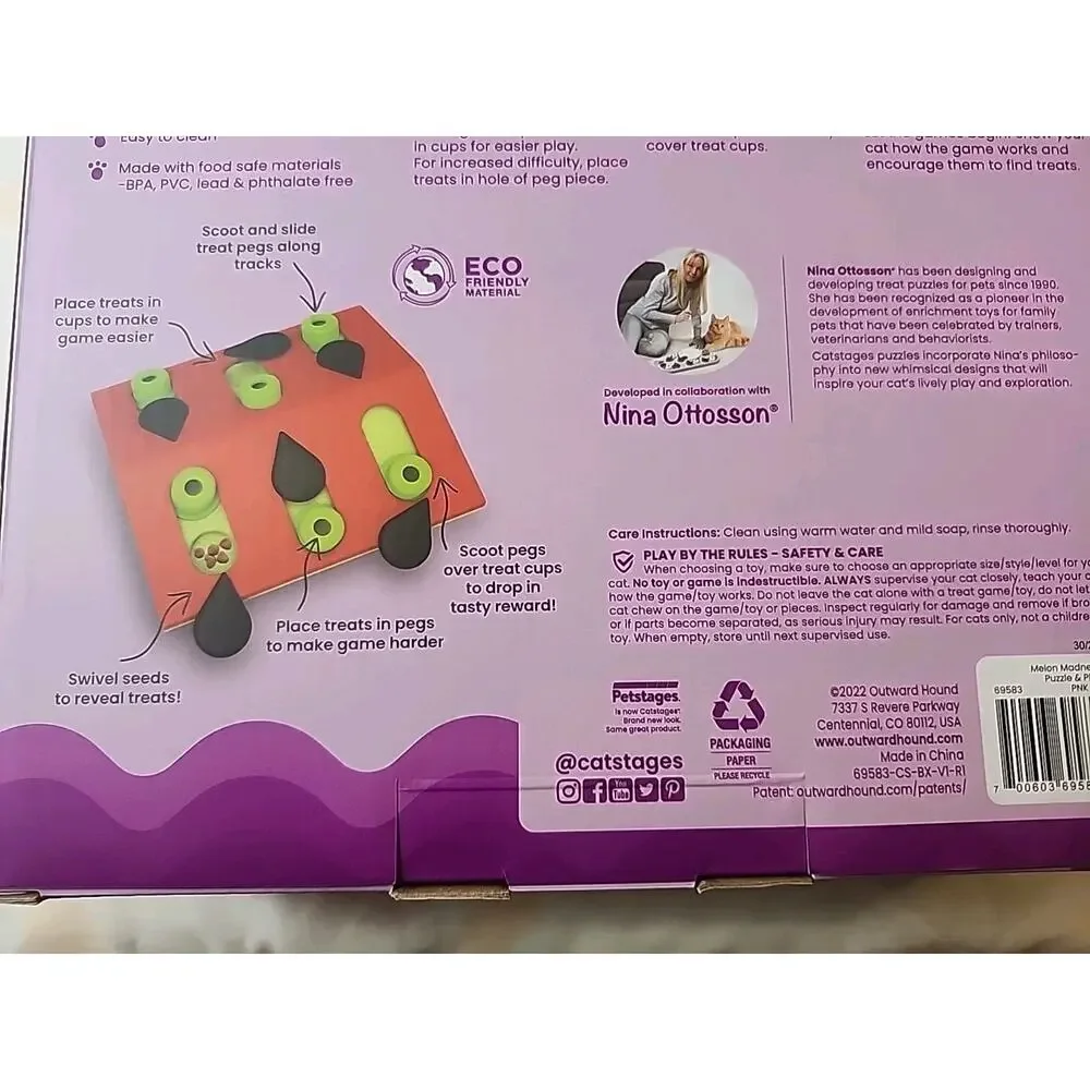 Catstages Melon Madness Puzzle Play Interactive Food Puzzle 12 Treat Cups
