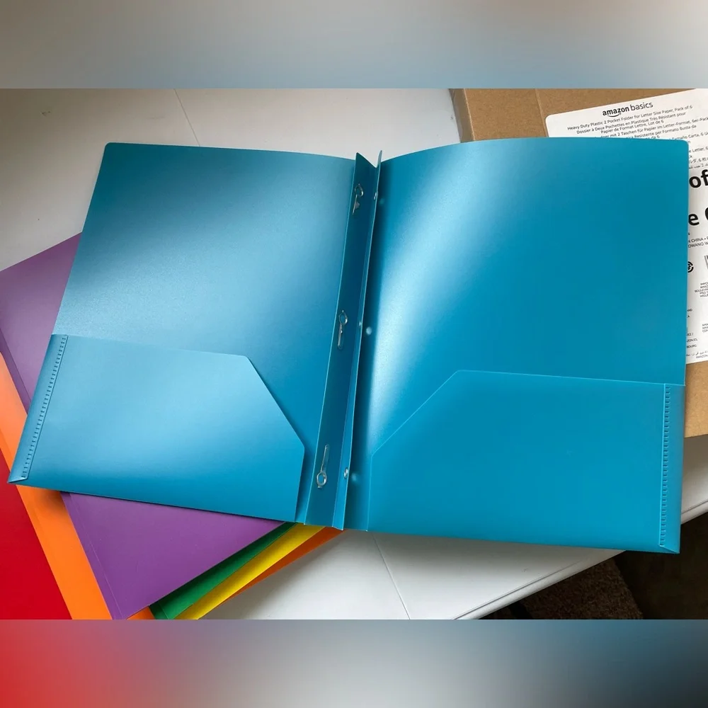 NWT 6 Heavy duty 2 pocket 6 colors letter size folders water resistant Amazon