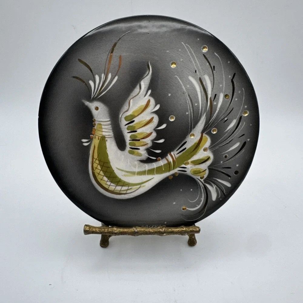 VTG Sascha Brastoff Lid Only For Trinket Box‎ or Display Jeweled Bird Round MCM