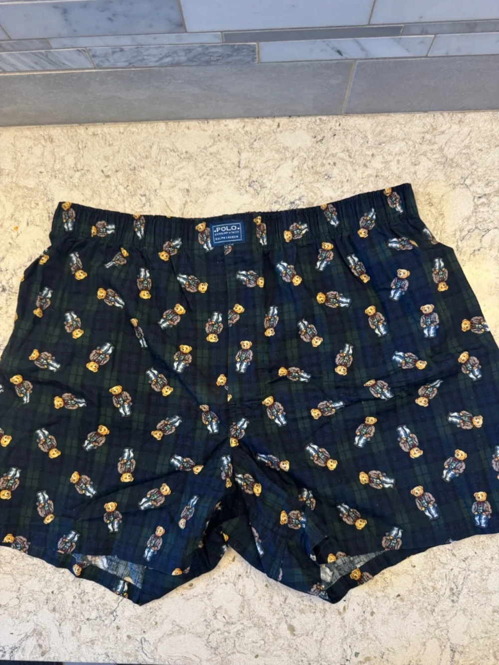 Vintage Men's Polo by Ralph Lauren Medium Plaid Boxer Shorts with Teddy Bears