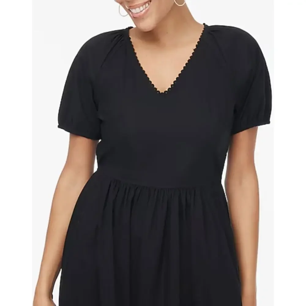 J Crew Lace Trim Midi Dress 0 Black NWT CI195 J.Crew Travel Resort Cruise