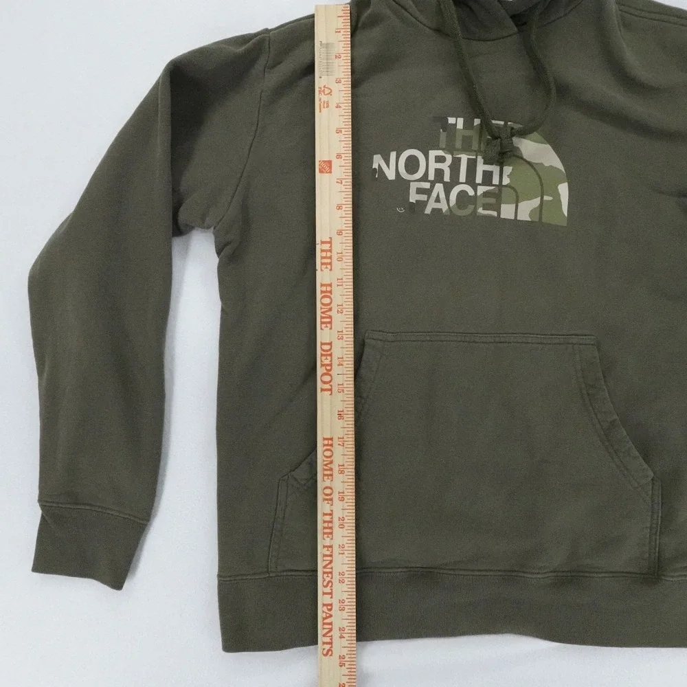 The North Face Hoodie Mens Large Green Half Dome Logo Camo Pullover Outdoor
