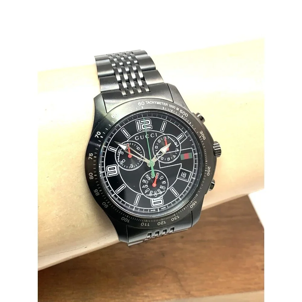 Gucci Men's Watch YA126217 G-Timeless Swiss Quartz Chronograph Black Steel 46mm