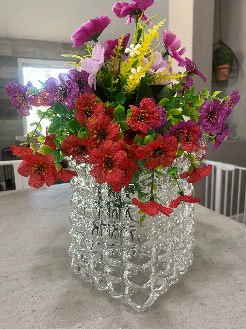 Crate and Barrel Gridlock Clear Bubble Vase, Square 7.5
