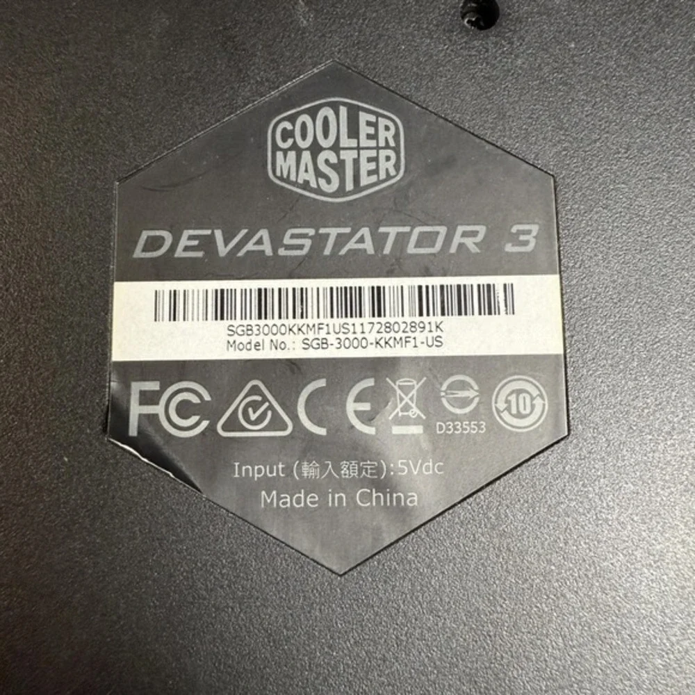 Cooler Master Devastator 3 SGB-3000-KKMF1-US Black Plastic Gaming Keyboard OS‎