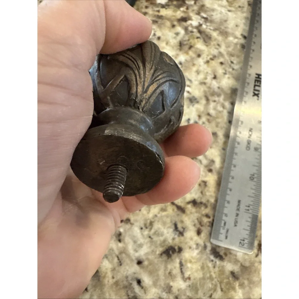 Set Of 4 Curtain‎ ROD FINIALS, BRONZE FINISH THREAD GOOD CONDITION Cabinet Knobs