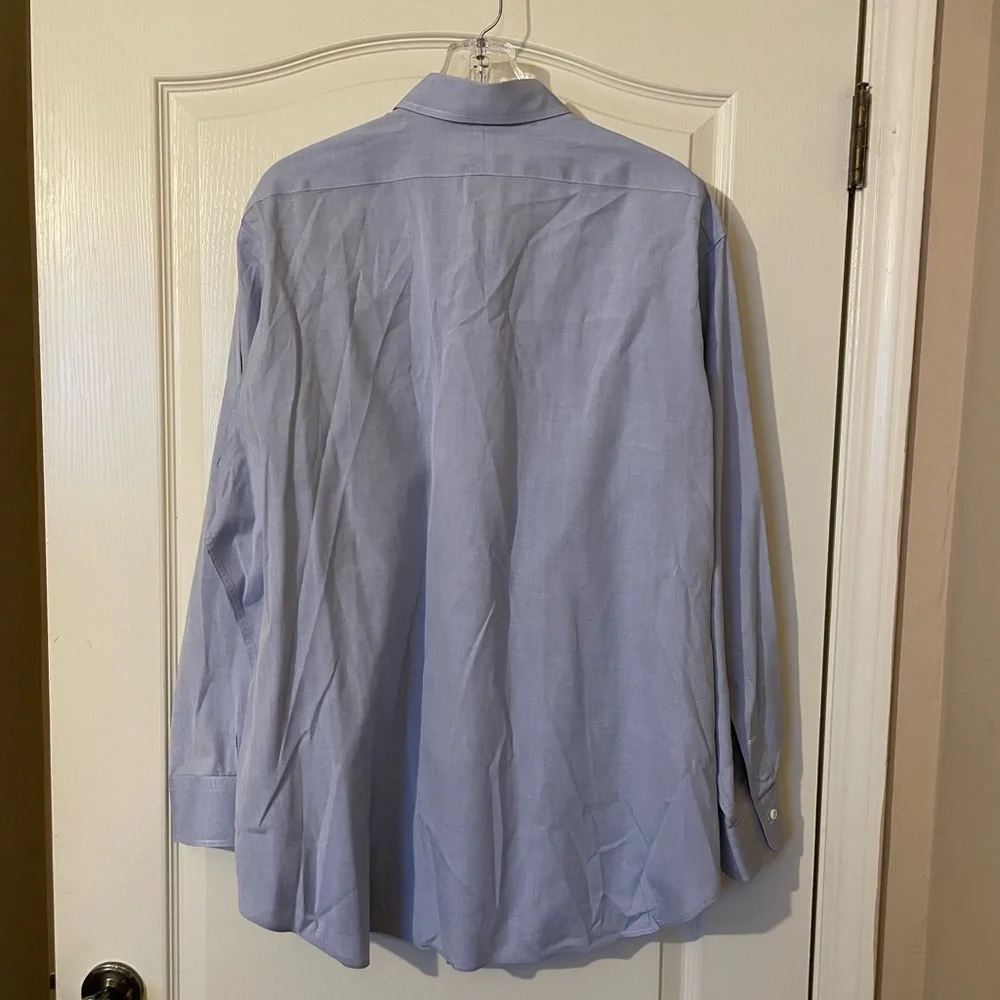 Polo Ralph Lauren Knit Dress Shirt Men's Long Sleeve Blue Shirt 17.5 34 Career