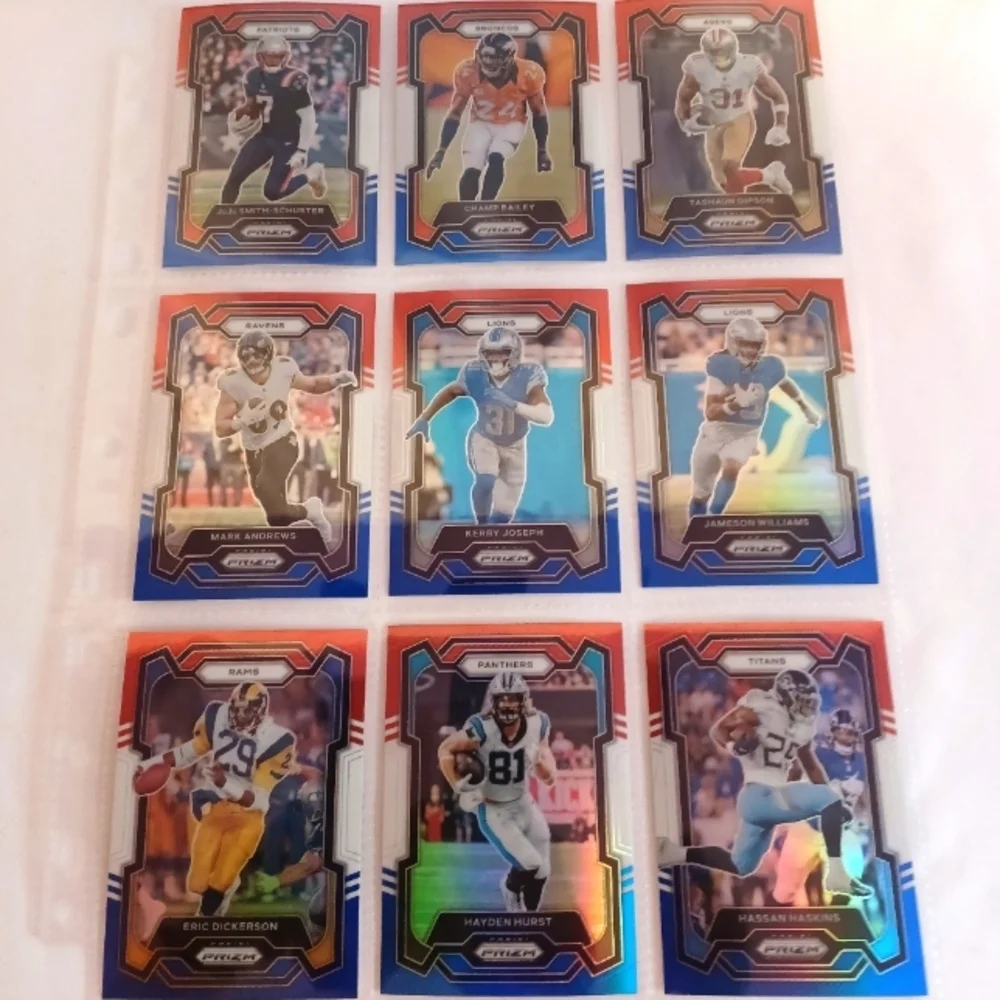 NFL Trading Card Collection RED WHITE & BLUE (9) Card Lot