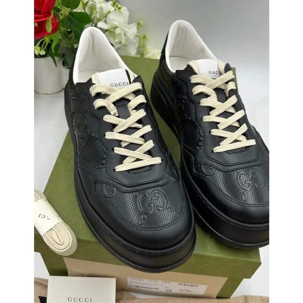 Men's Gucci GG embossed Leather sneakers size 9.5 fits 10 US made in Italy