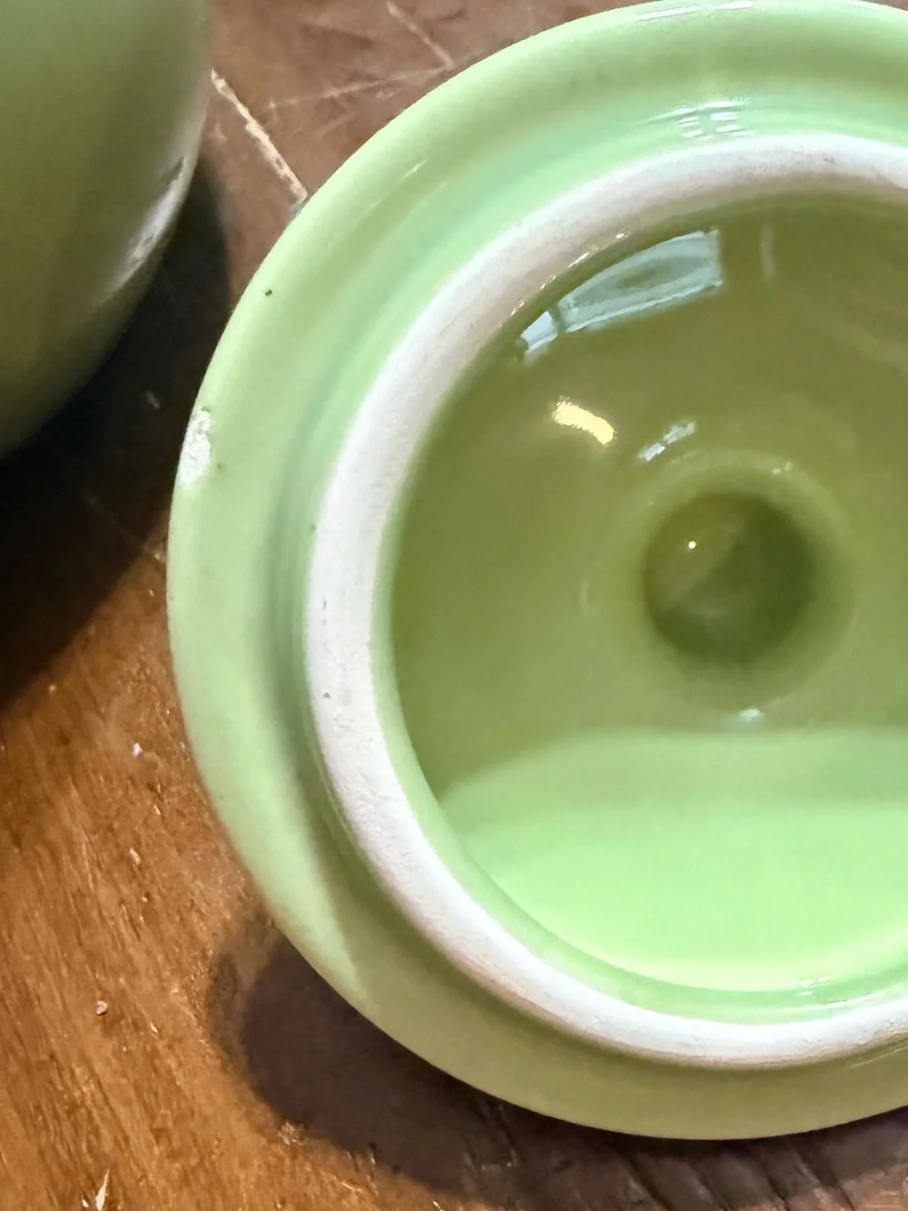 Pottery Barn Emma Green Ceramic Sugar Jar with Lid